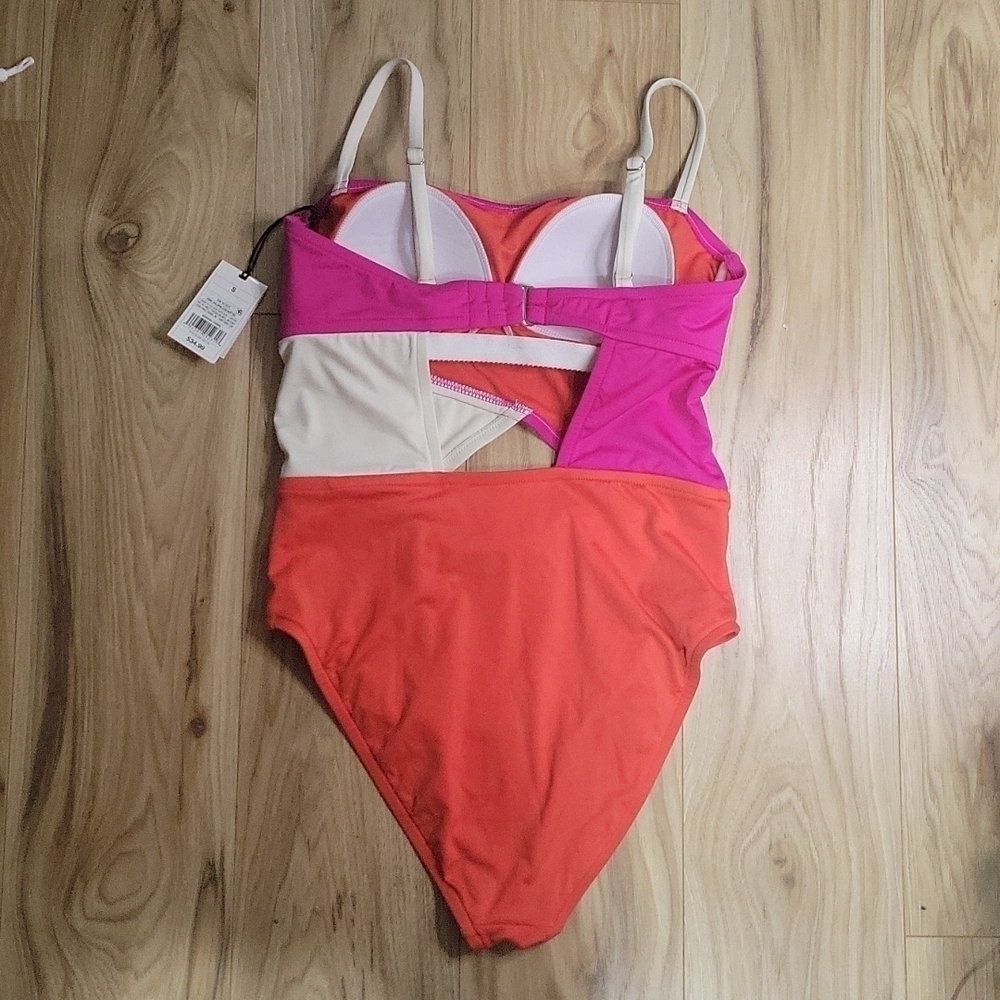 Shade and Shore Pink Colorblock Cut-out Swimsuit - Picture 12 of 12